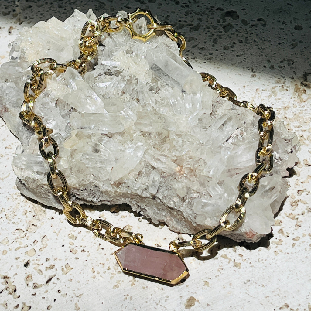 Rose quartz statement on sale necklace