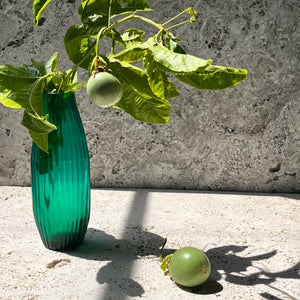 Hand Etched Glass Bud Vase - Bermuda