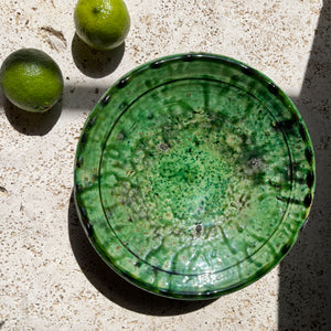 Moroccan Tamegroute Pottery- Pedestal Platter 20cm 001